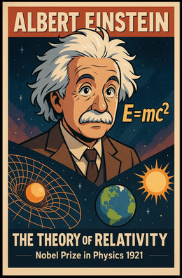 Albert Einstein Relativity Cosmos Wanderlust Educational Scientific Wall Art Poster