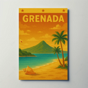 Grenada Tropical Beach Vintage Travel Destination Poster