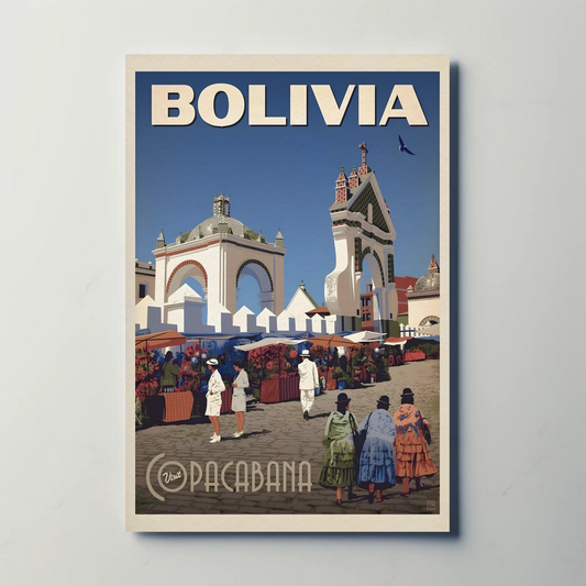 Copacabana Bolivia Vintage Poster