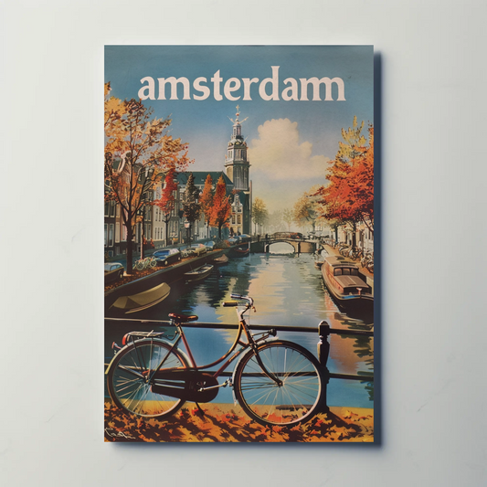 Amsterdam Autumn Canal Bike Ride Travel Poster