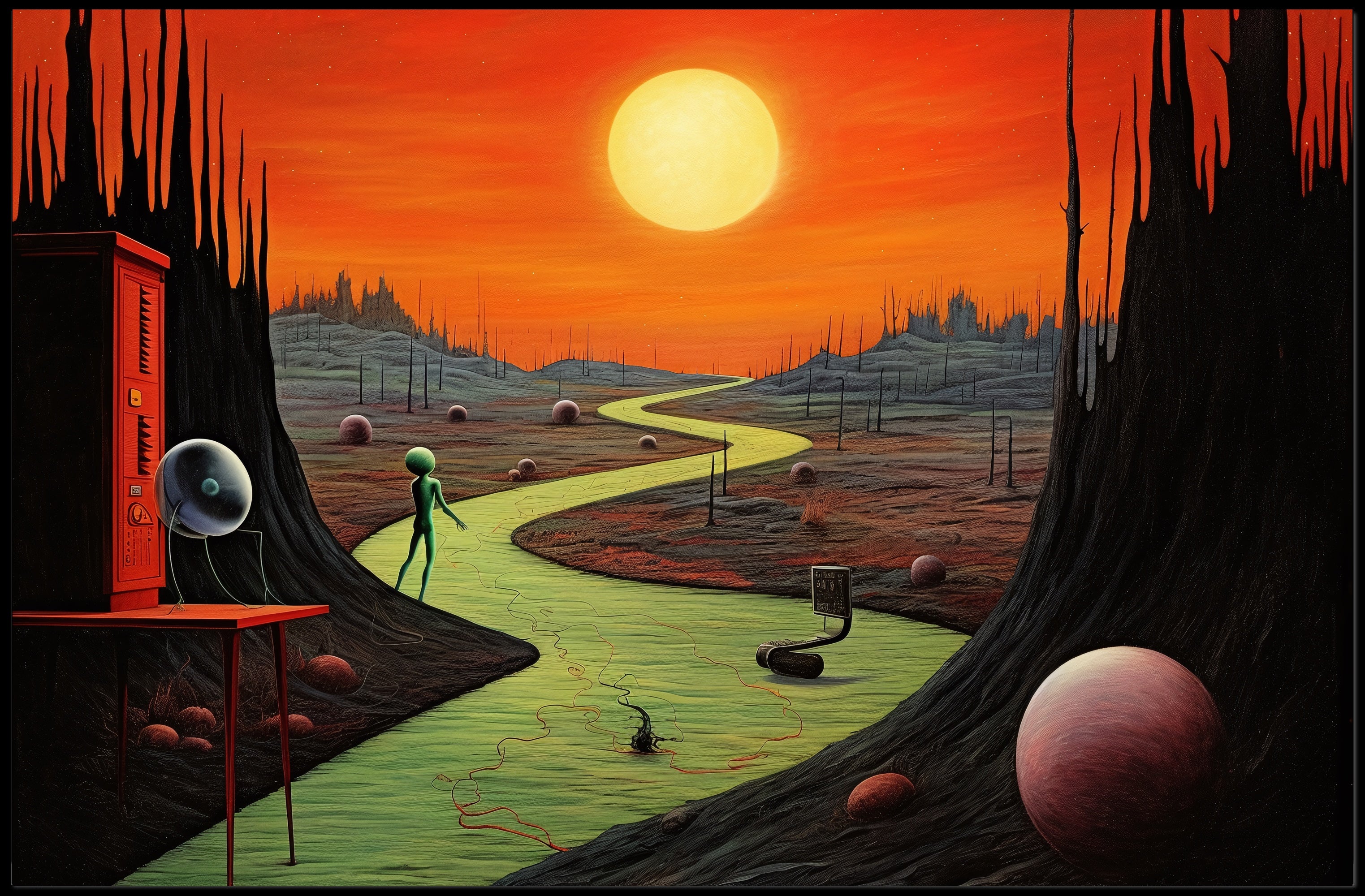 Surreal Alien Landscape Poster in Futuristic Sci-Fi Category