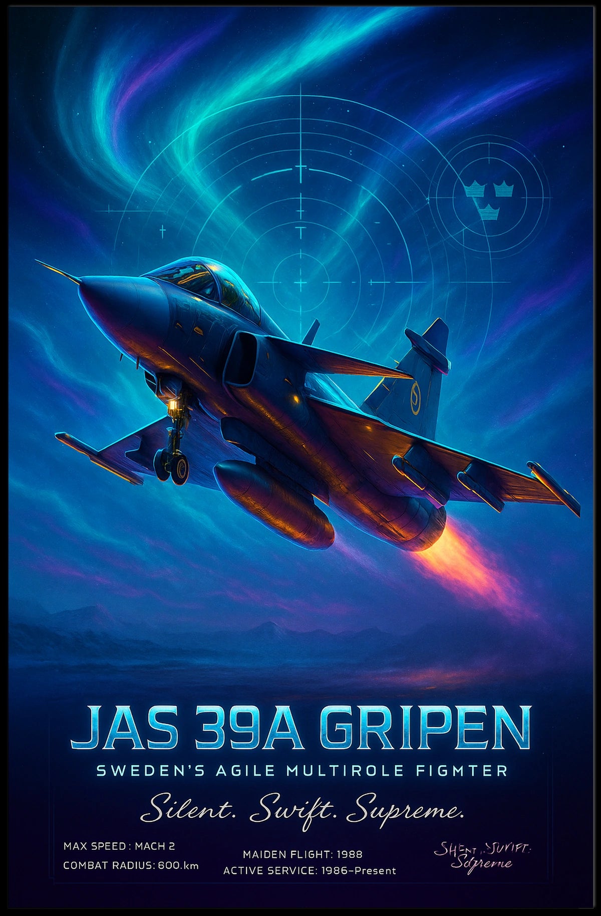 JAS 39A Gripen Swedens Agile Multirole Fighter Poster