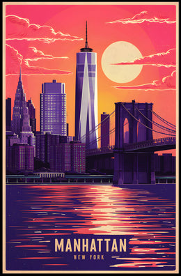 Manhattan Skyline at Sunset Poster