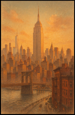 New York City Skyline At Sunset Poster