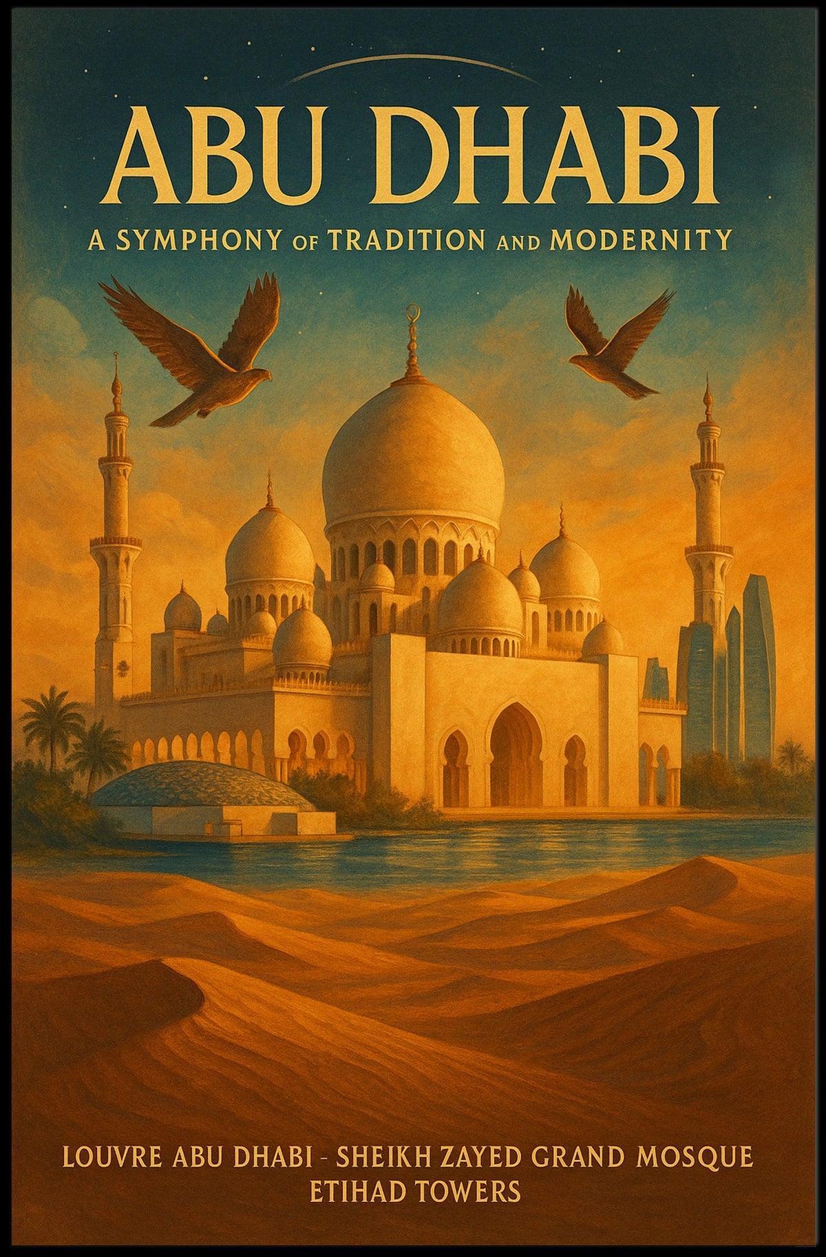 Abu Dhabi Cultural Splendor Cityscape Travel Poster