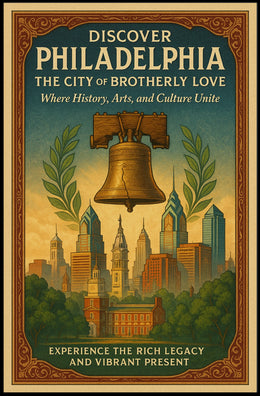 Philadelphia Vintage Liberty Bell Skyline Poster