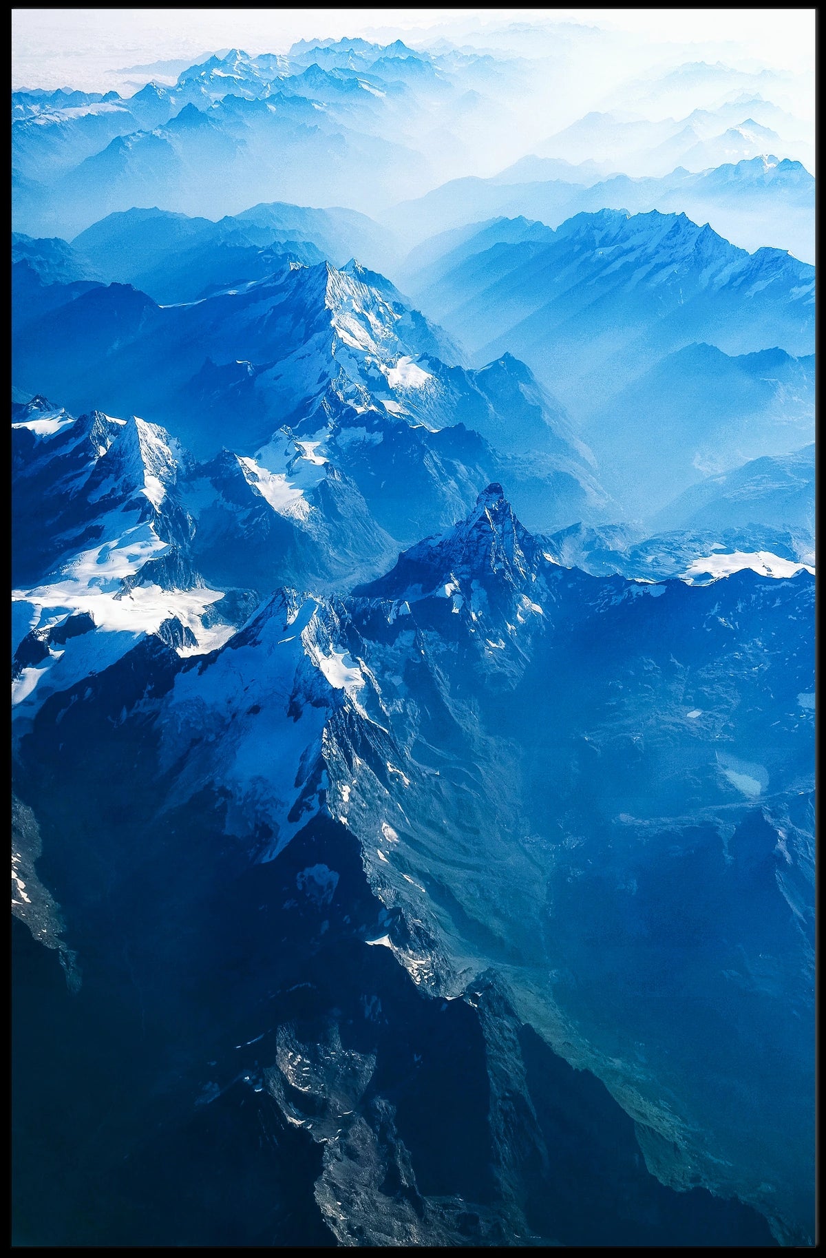 Majestic Aerial Mountain Range Photorealistic Poster