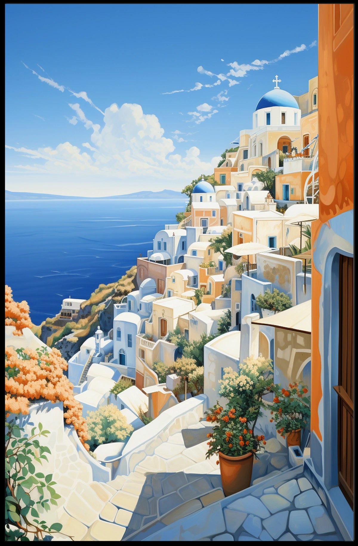Santorini Dreamscape Mediterranean Travel Poster