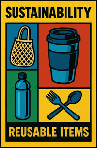 Sustainability Reusable Items Poster