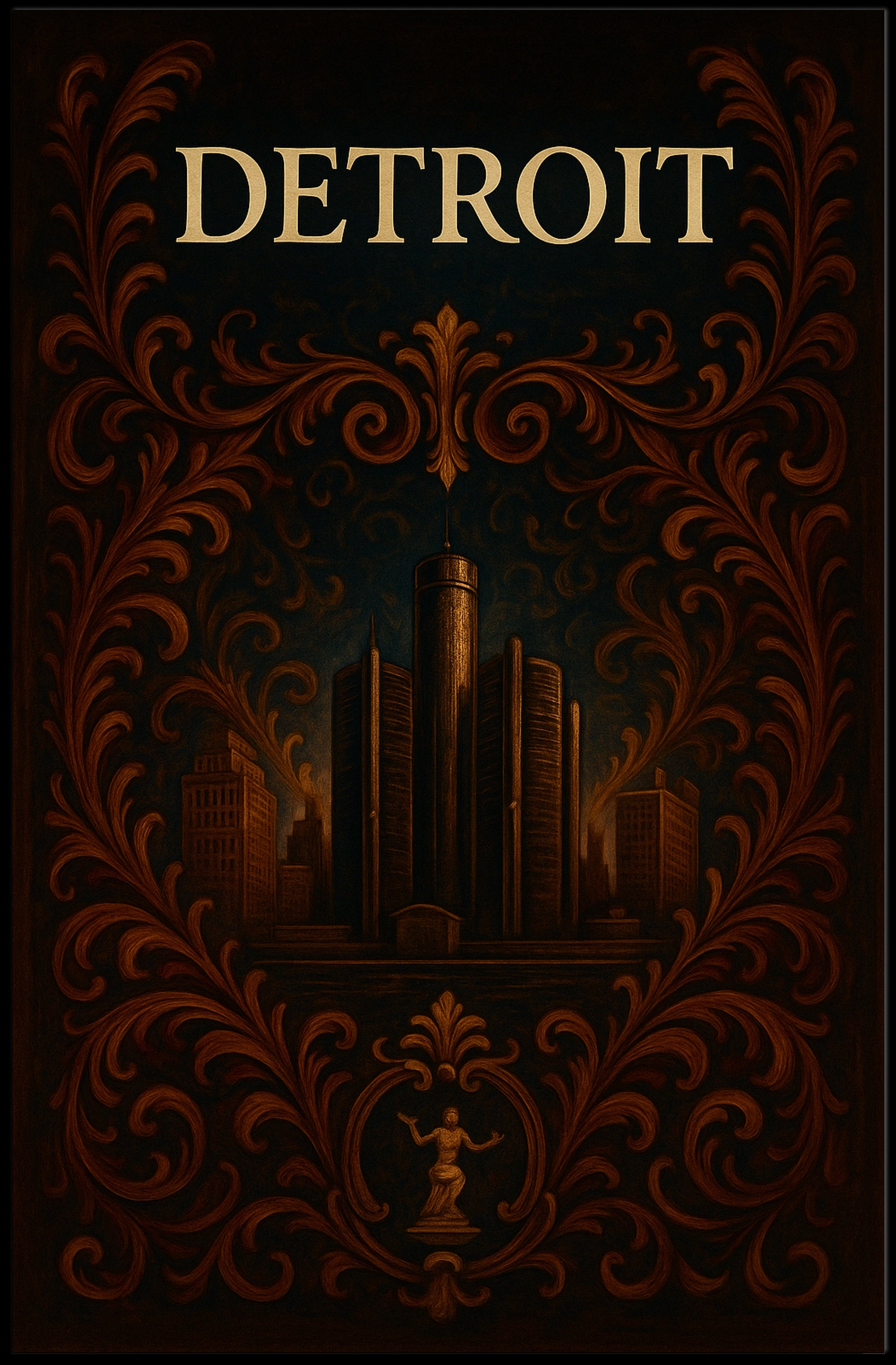 Detroit Skyline Celebration: Vintage Urban or Cityscape Poster