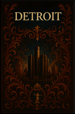 Detroit Skyline Celebration: Vintage Urban or Cityscape Poster