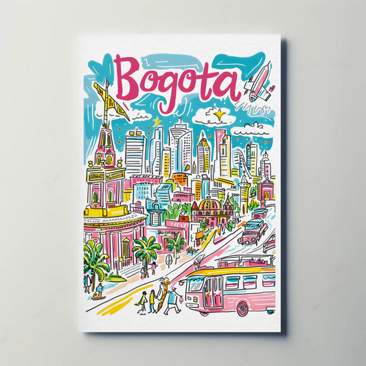 Bogota Colombia Colorful Urban Skyline Travel Poster