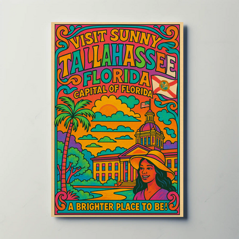Tallahassee Capitol Sunshine Travel Poster