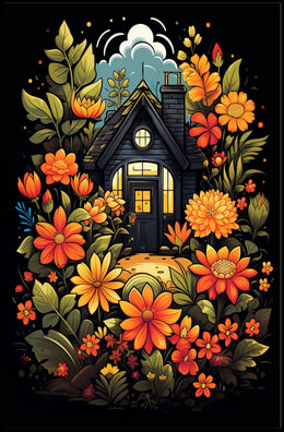Enchanted Cottage In Bloom Poster