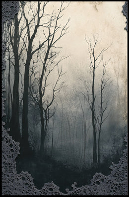 Misty Monochrome Forest Artistic Poster