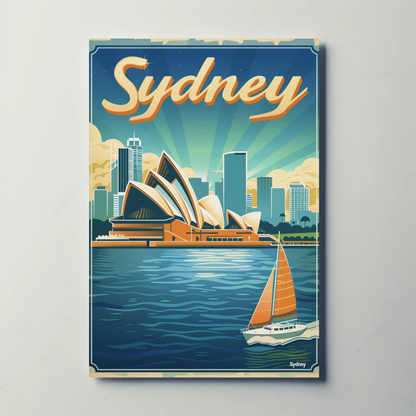 Sydney Skyline Opera House Harbor Travel Poster