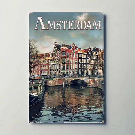 Vintage Amsterdam Canal Vintage Style Poster