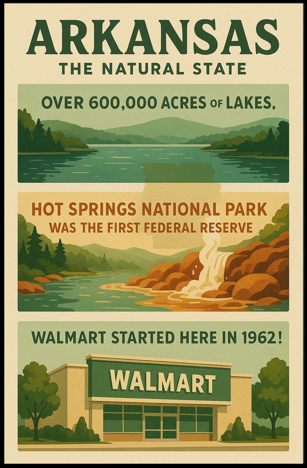 Arkansas Natural Beauty and Lakes Travel Poster