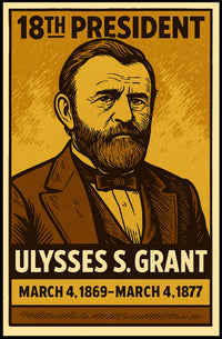 Ulysses S. Grant 18th President of the United States Inked Comic Style Poster