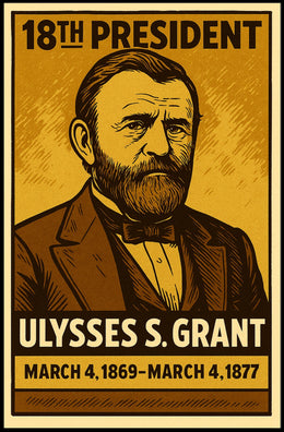 Ulysses S. Grant 18th President of the United States Inked Comic Style Poster