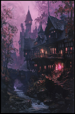 Enchanted Twilight Village Poster PosterGoat
