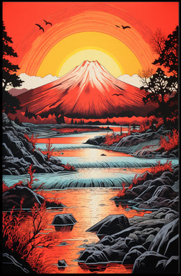 Radiant Mountain Sunset Poster PosterGoat