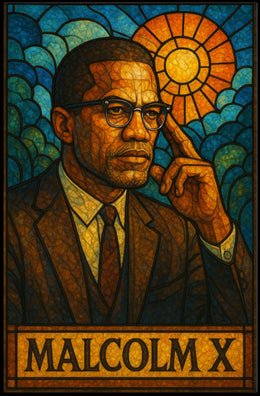 Malcolm X Stained Glass Tribute Poster