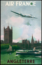 Vintage Air France Travel Poster Depicting Gothic London Landmarks