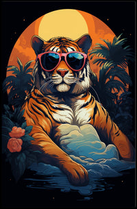 Stylized Tiger Tropical Escape Animal Poster