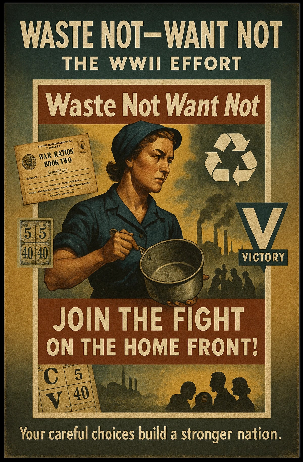 Waste Not Want Not WWII Effort Poster