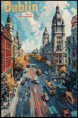 Dublin Cityscape Vibrant Architecture Travel Poster