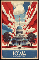 Iowa Landmark Vintage Illustration Travel Poster