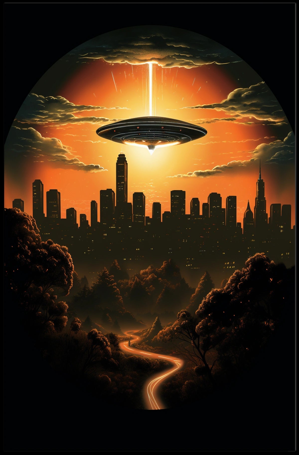 Alien Encounter at Sunset Poster