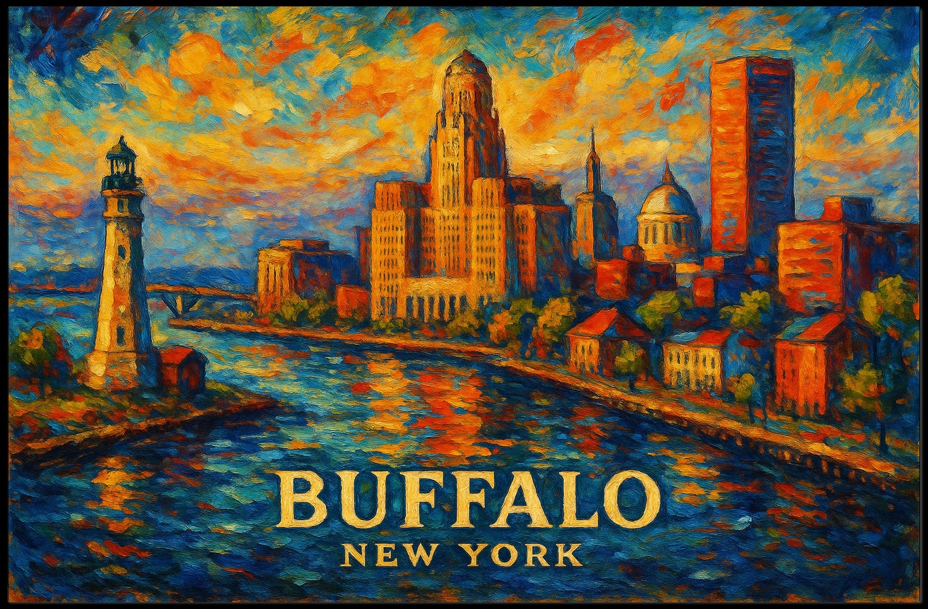 Buffalo, New York A Vibrant Cityscape Poster