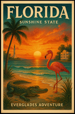 Florida Everglades Adventure Vintage Travel Poster