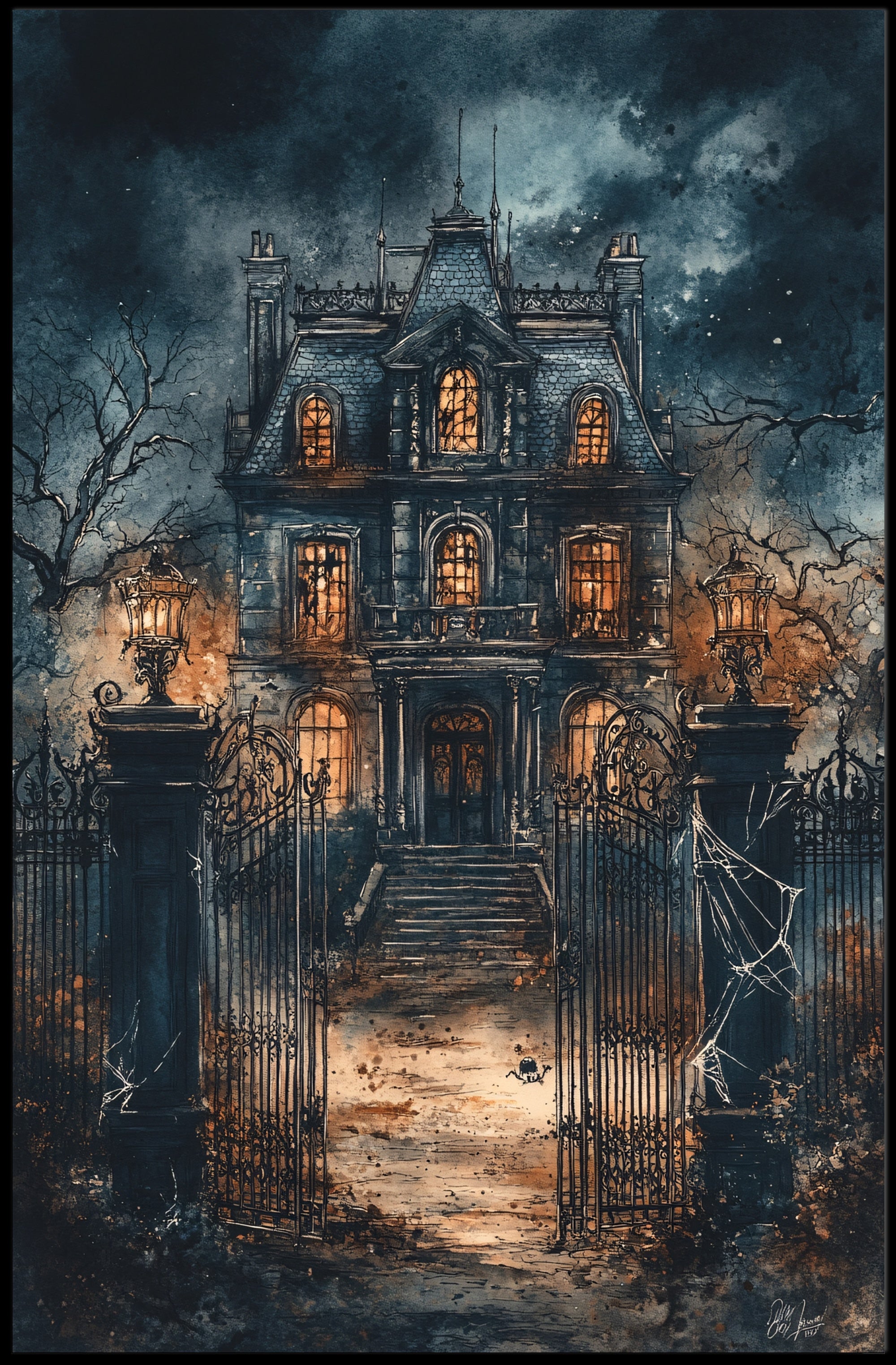 Haunted Mansion At Dusk Poster