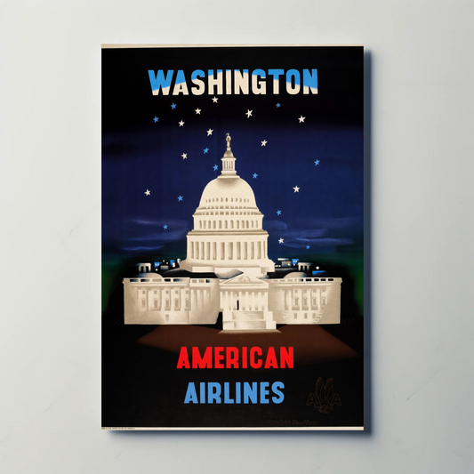 Washington White House Airline Vintage Travel Poster