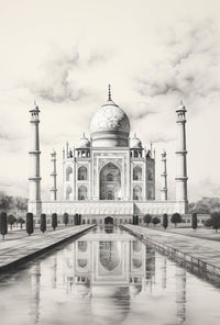 Taj Mahal Monochrome Artistic Cultural or Heritage Poster