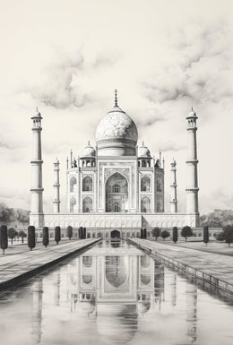 Taj Mahal Monochrome Artistic Cultural or Heritage Poster