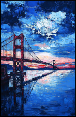 Golden Gate Bridge Sunset Landscape Artwork Modern Poster