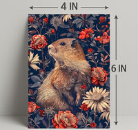 Groundhog in Blossoming Foliage Animal Poster