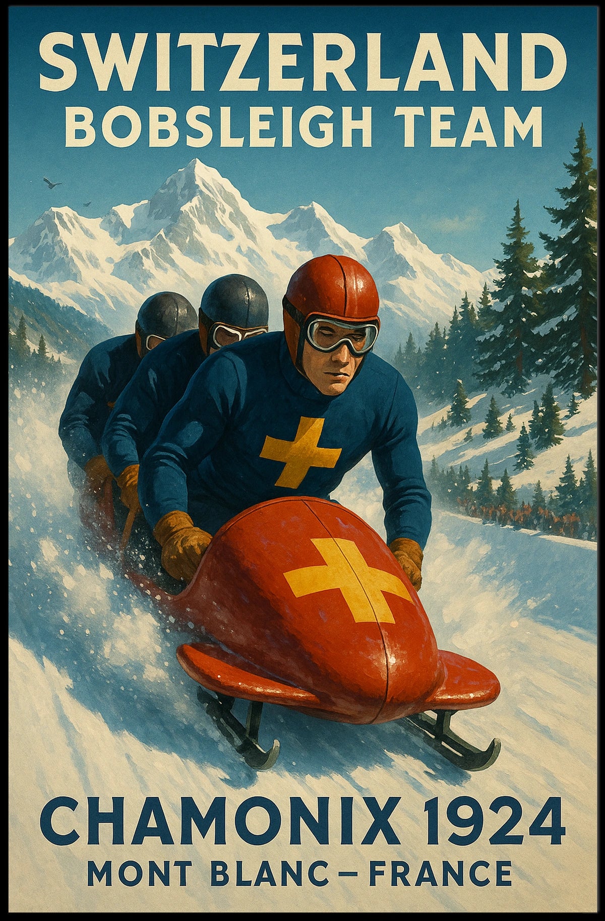 Switzerland Bobsleigh Team Chamonix 1924 Poster