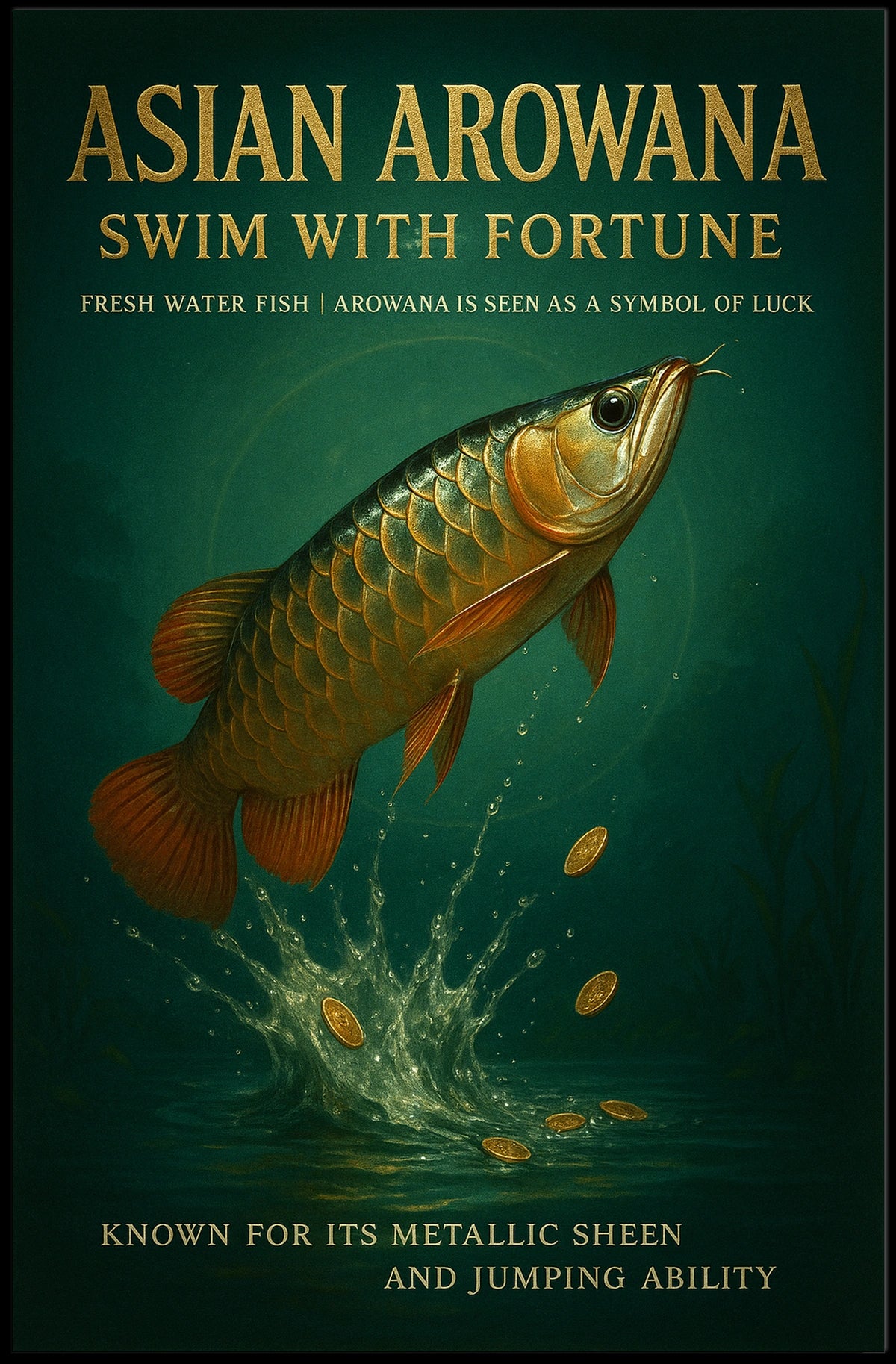 Asian Arowana Swim with Fortune Poster