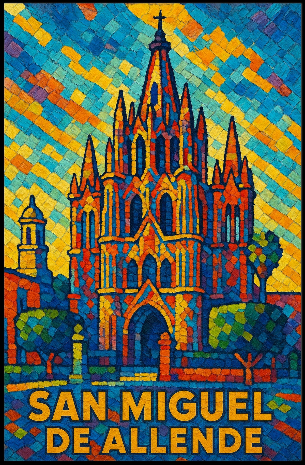 San Miguel de Allende Vibrant Mosaic Poster