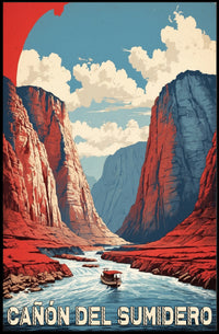 Sumidero Canyon Adventure Vintage Travel Poster