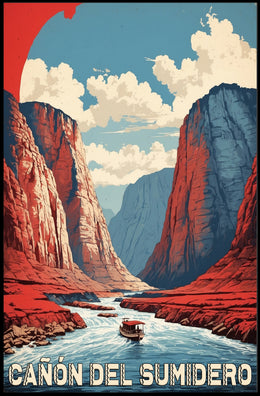 Sumidero Canyon Adventure Vintage Travel Poster