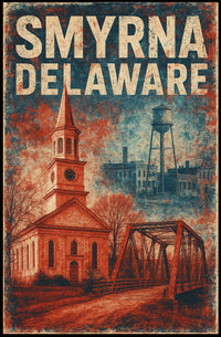 Vintage Smyrna Delaware Americana Charm Folk Art Poster