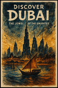 Dubai Skyline Poster Jewel of the Emirates for Home Decor