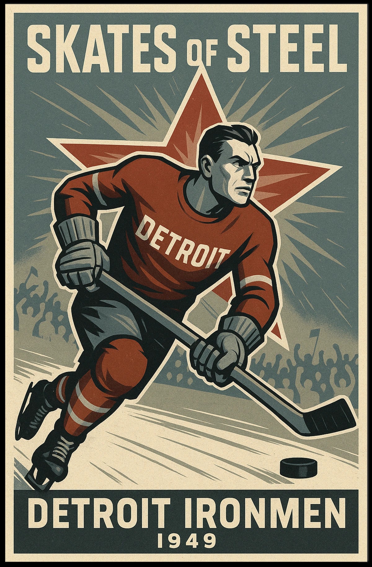 Skates of Steel Detroit Ironmen 1949 Poster