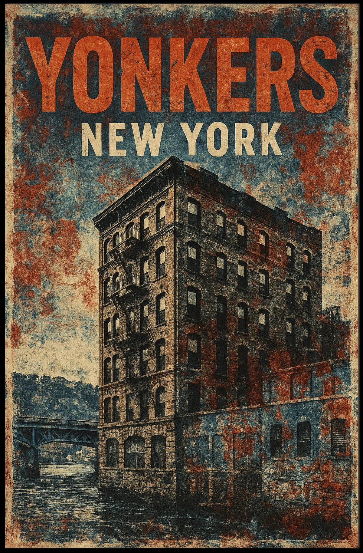 Vintage Yonkers Historic Building Travelers Poster